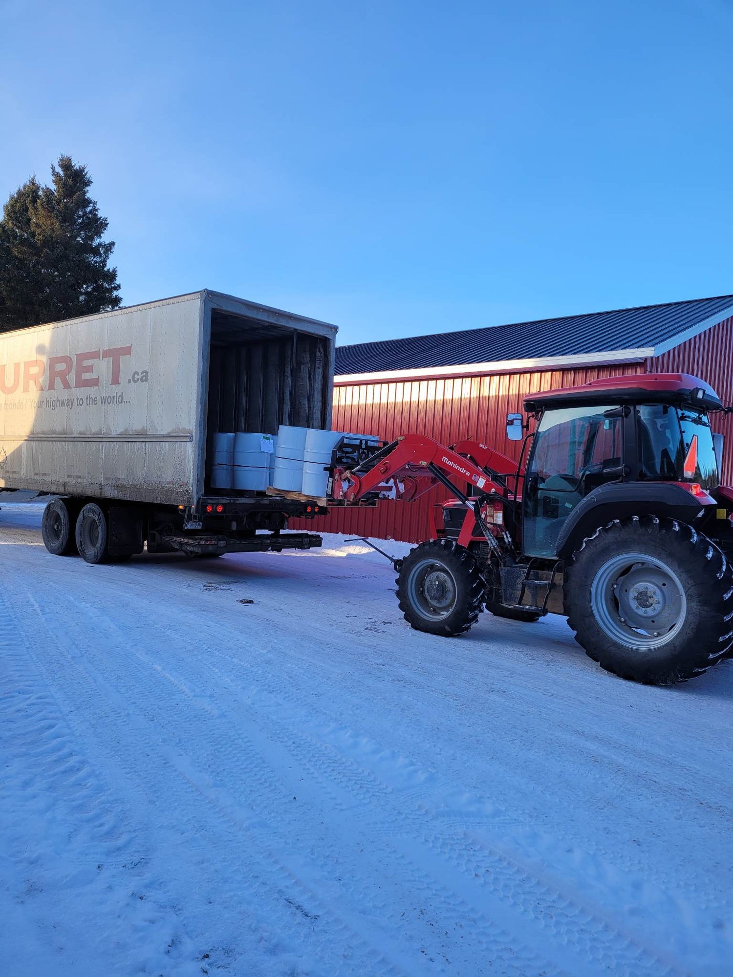 Loading maple syrup pallet before delivery 